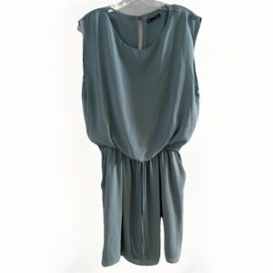 Revolve Krisa  Sleeveless Green Drop Waist Quiet Luxury‎ Mini Dress Pockets  L